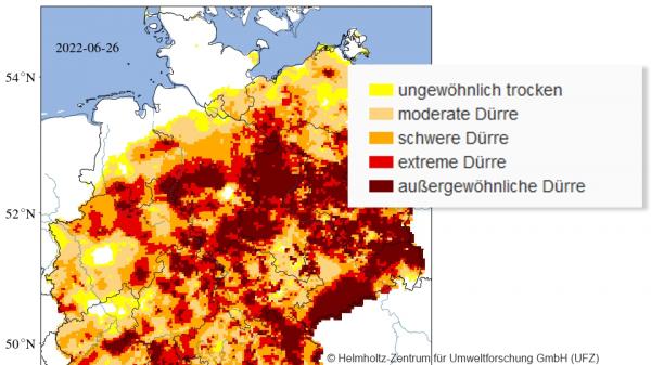 Karte Deutschland - Trockenheit 26.6.2022